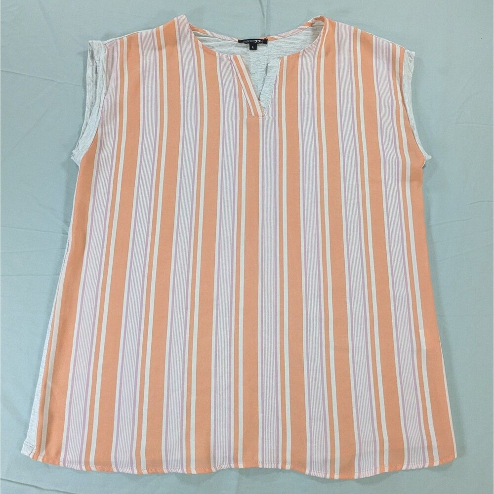 PAPERMOON Coral Pink Relaxed Blouse Large Cap Sleeve V-Neck Soft Tunic Top